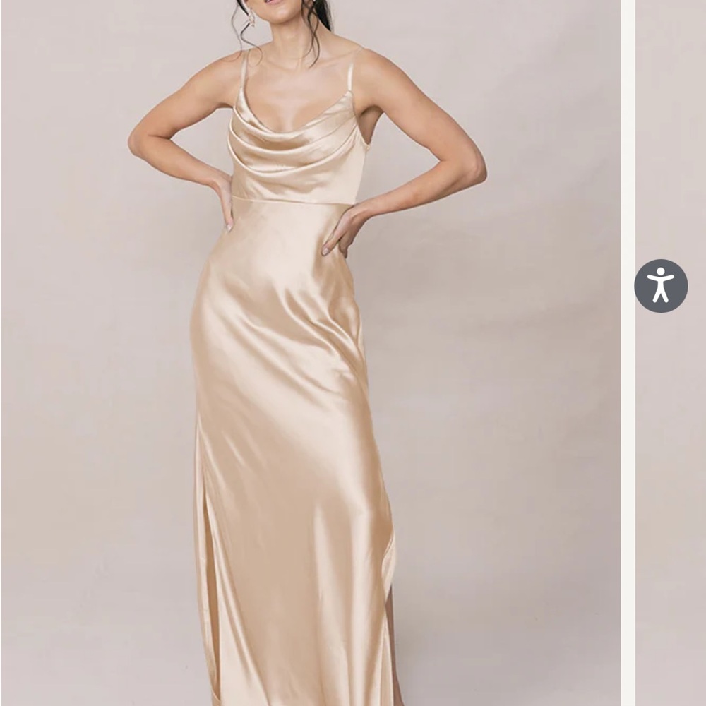 Revelry Skye Satin Bridesmaid Dress - Gold Champagne